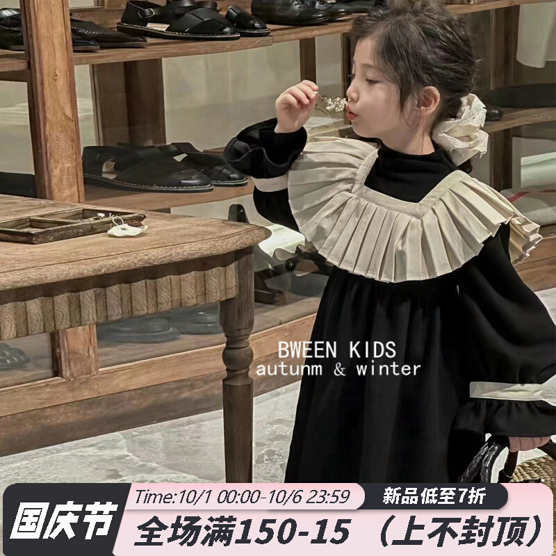 韩国童装女童秋季洋装新款洋派时尚宽松超仙公主裙儿童长袖裙子