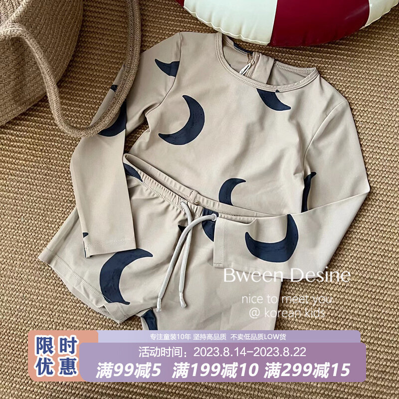 女童分体泳衣2023夏季新款洋气韩版小女孩时尚游泳衣儿童印花泳装