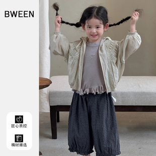 女童外套春款2026新款洋气儿童韩版女宝宝时髦休闲薄款连帽上衣春