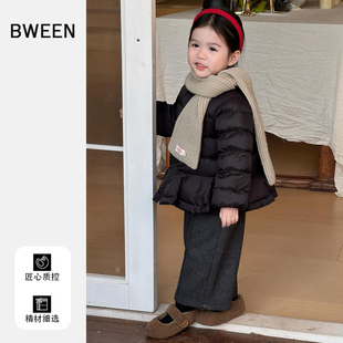 女童羽绒服冬季2025新款女宝宝时尚洋气黑色保暖白鸭绒儿童外套冬
