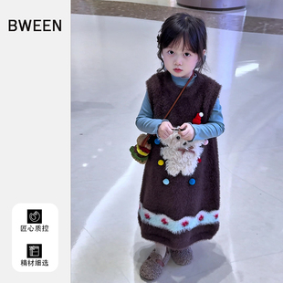 女童连衣裙冬季2025新款女宝宝时髦可爱裙子保暖儿童背心裙冬天潮