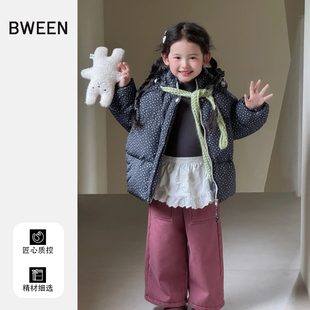 女童碎花羽绒服冬季韩系女宝宝洋气碎花保暖连帽外套儿童衣服冬天