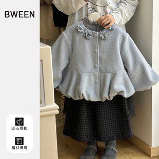女童毛呢外套冬款儿童洋气百搭时髦保暖冬装女宝宝短款加厚上衣潮
