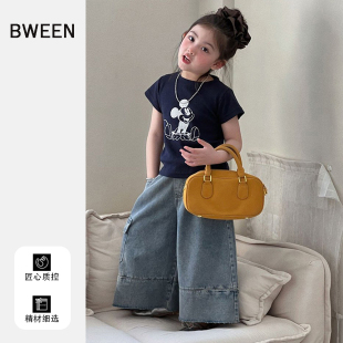 女童春款短袖t恤2026新款洋气儿童韩版宝宝时尚简约百搭飞袖上衣