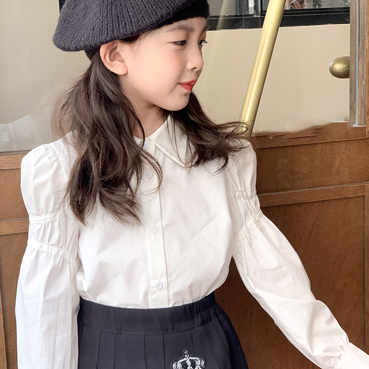 韩国童装女童衬衫长袖2025春秋新款洋气韩版白色衬衣儿童时髦上衣
