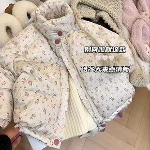 女童羽绒服2025新款洋气冬季女宝宝90白鸭绒碎花加厚保暖儿童外套