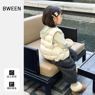 女童冬季羽绒服2025新款洋气韩版女宝宝白鸭绒加厚保暖马甲外套冬