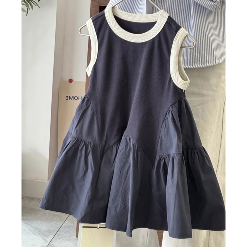 韩国童装女童夏季连衣裙2024新款洋气夏装时髦背心裙儿童韩版裙子