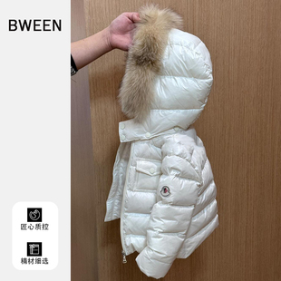 女童羽绒服冬季2025新款女宝宝时尚保暖连帽白鸭绒派克服外套冬天