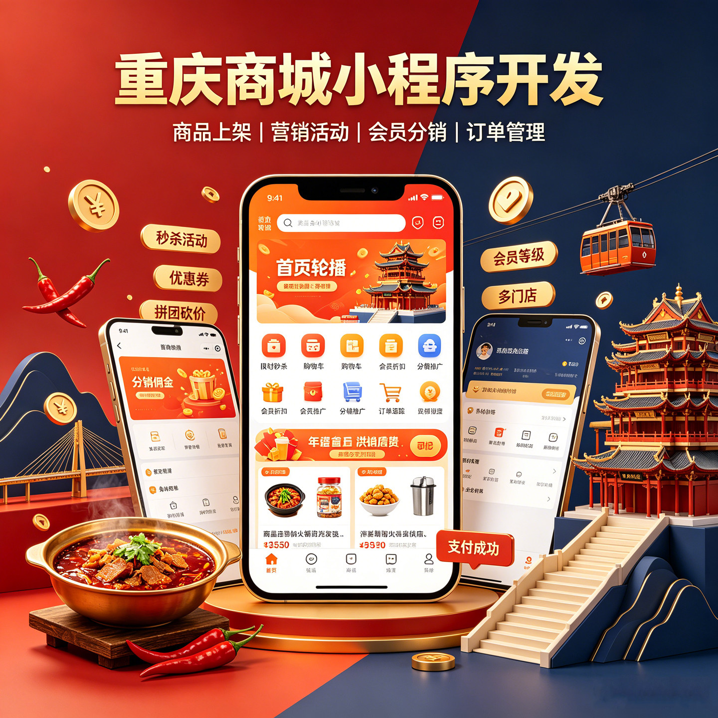 重庆小程序开发重庆分销商城三级企业形象VI设计