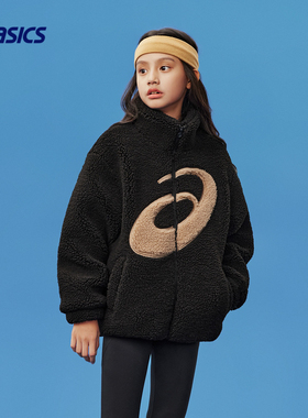 亚瑟士儿童外套童装秋冬外衣羊羔绒保暖抗静电加厚黑色上衣男女童