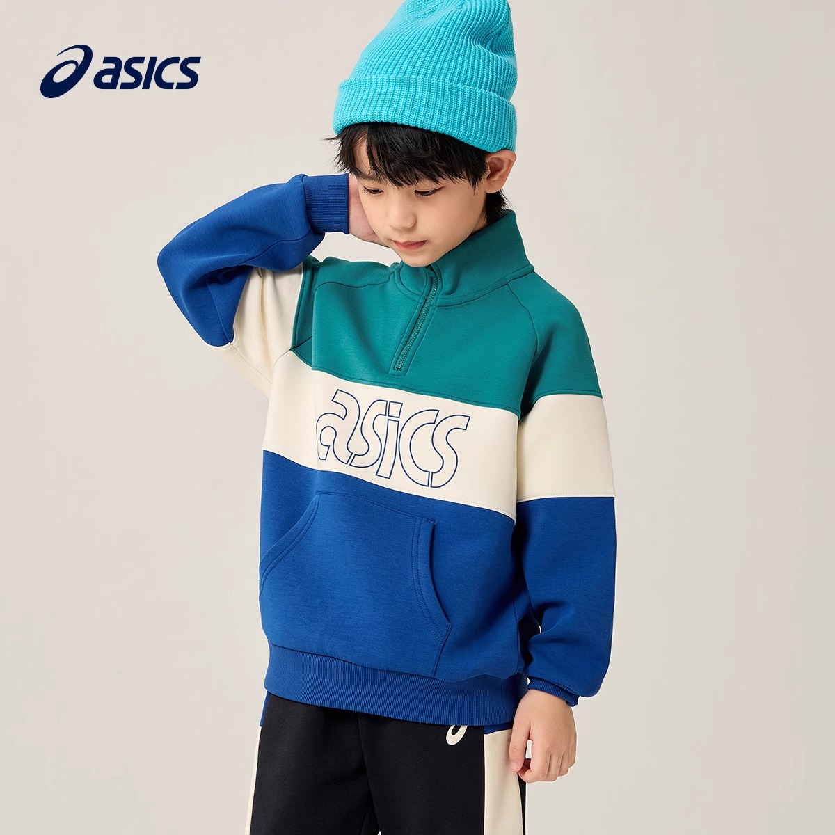 亚瑟士男童休闲运动卫衣