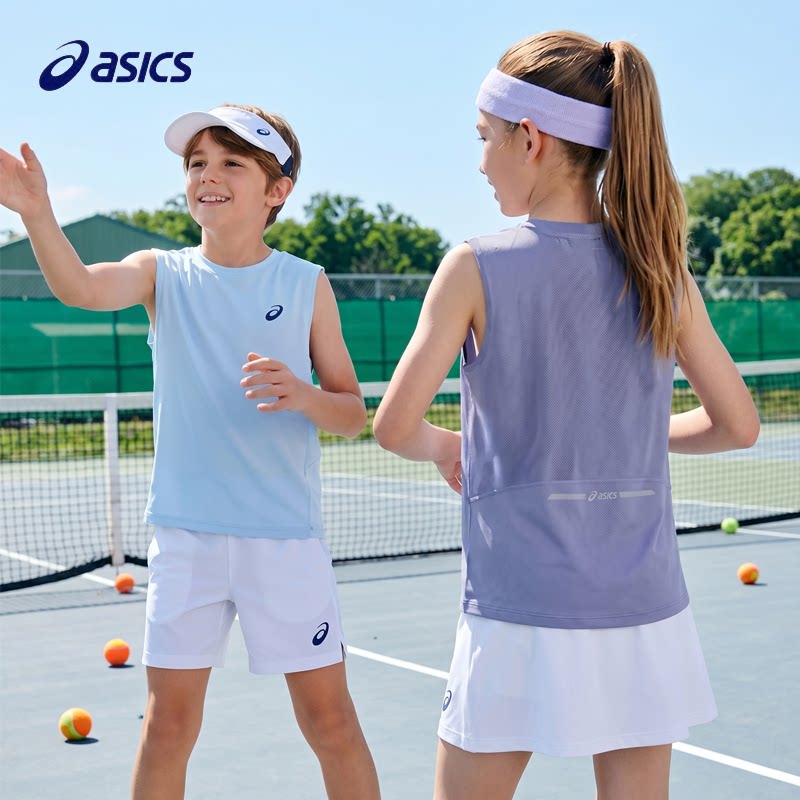 ASICS/亚瑟士儿童T恤男26年夏季吸湿速干衣无袖运动上衣抗菌透气
