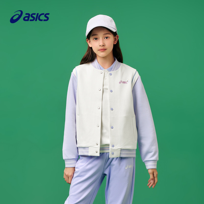 亚瑟士夹克外套童装秋季男拼接针织衫运动棒球服外套女2025新款