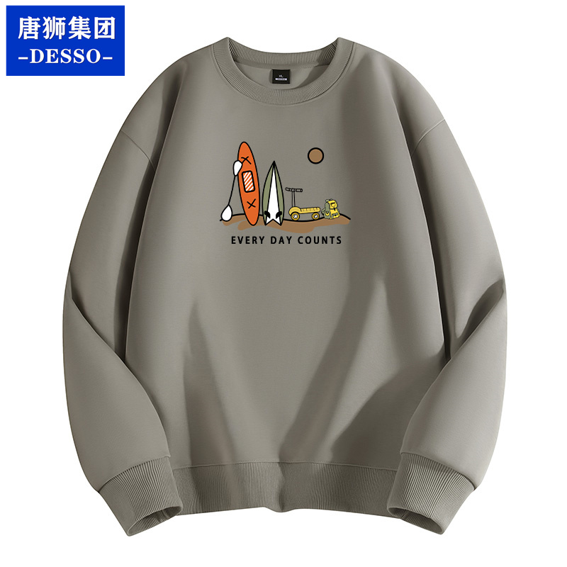 唐狮集团DESSO春秋卫衣男2024新款秋冬季加绒加厚套头潮牌打底衫