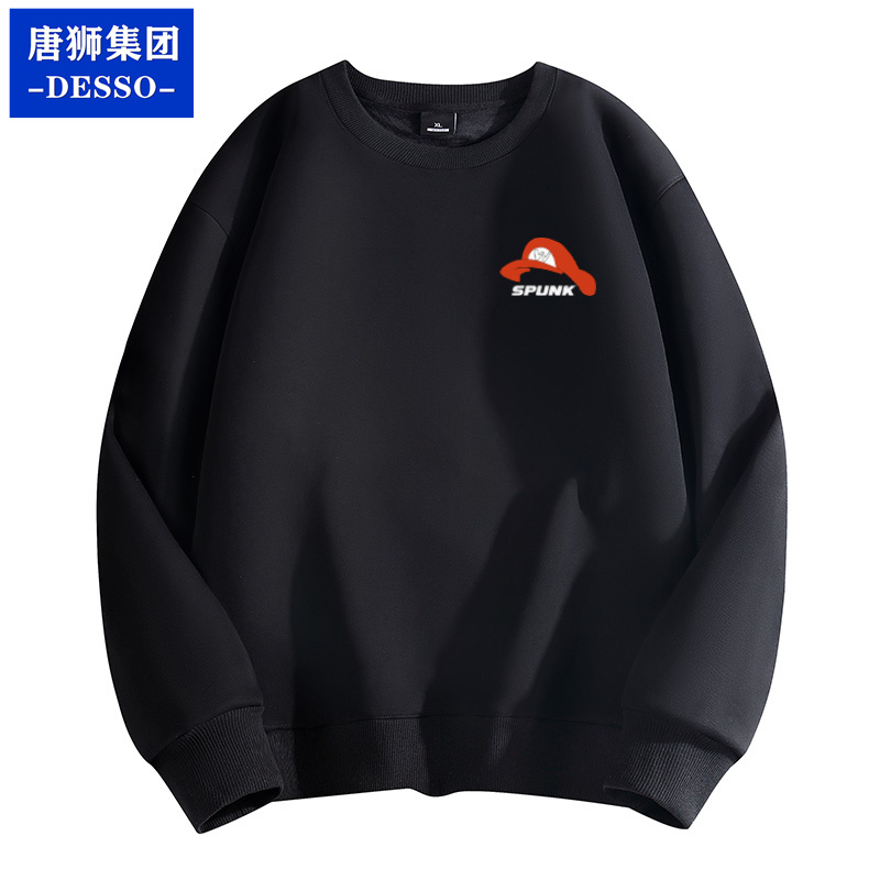 唐狮集团DESSO圆领卫衣男春秋季2024新款秋冬加绒宽松潮牌打底衫