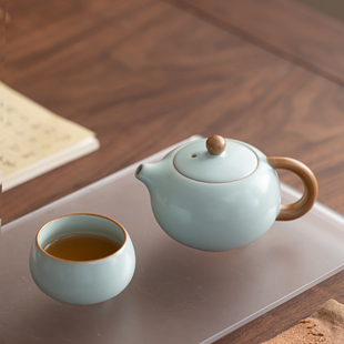 家用客厅办公会客陶瓷2025新款 汝窑茶壶茶杯轻奢高档功夫茶具套装