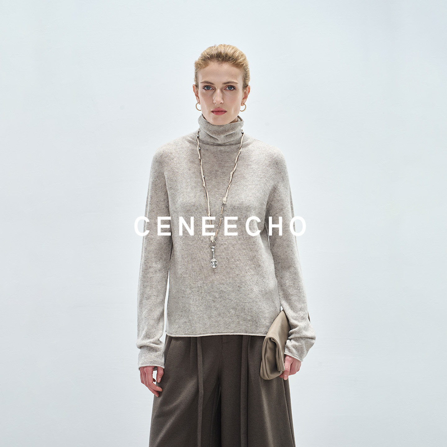 CENEECHO 绵羊毛堆堆领打底衫女可外穿牦牛绒修身保暖内搭上衣