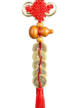 五钱纯铜挂件门对门压门槛v真品铜钱G葫芦中国结挂饰家用卧室客