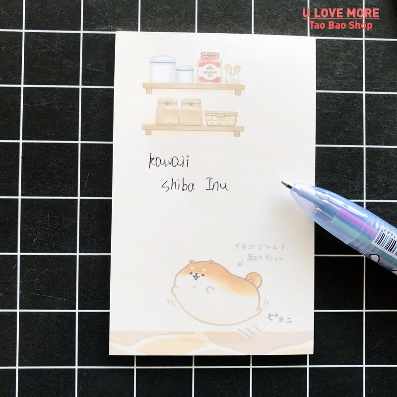 极速30 bpages Kawaii Dogs Cute Fat Shiba Inu Memo Pads Plann