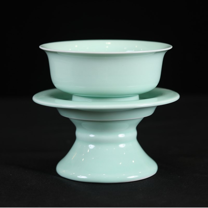 极速龙泉青瓷高脚供天供r碗佛堂菜碗贡菜分体式组合斋菜小碗陶瓷