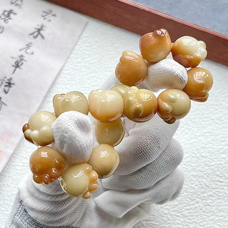 极速大尺a寸猫爪天然菩提根雕刻白玉菩提子高抛精修手持绕指柔文