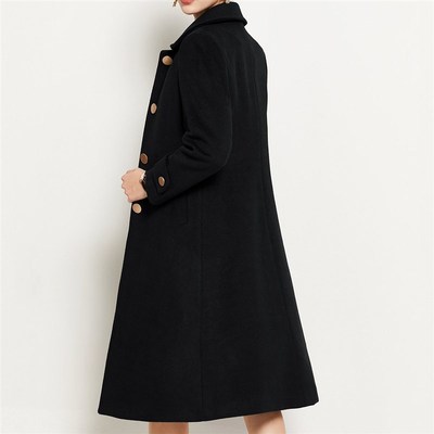 职业毛呢大衣女OL单排扣汽车销售酒店前台工N作服长款修身正装羊