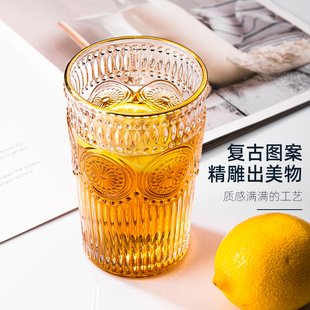 极速玻璃杯浮雕太阳花水杯女夏柠檬水杯子ins风家用牛奶.早餐 茶