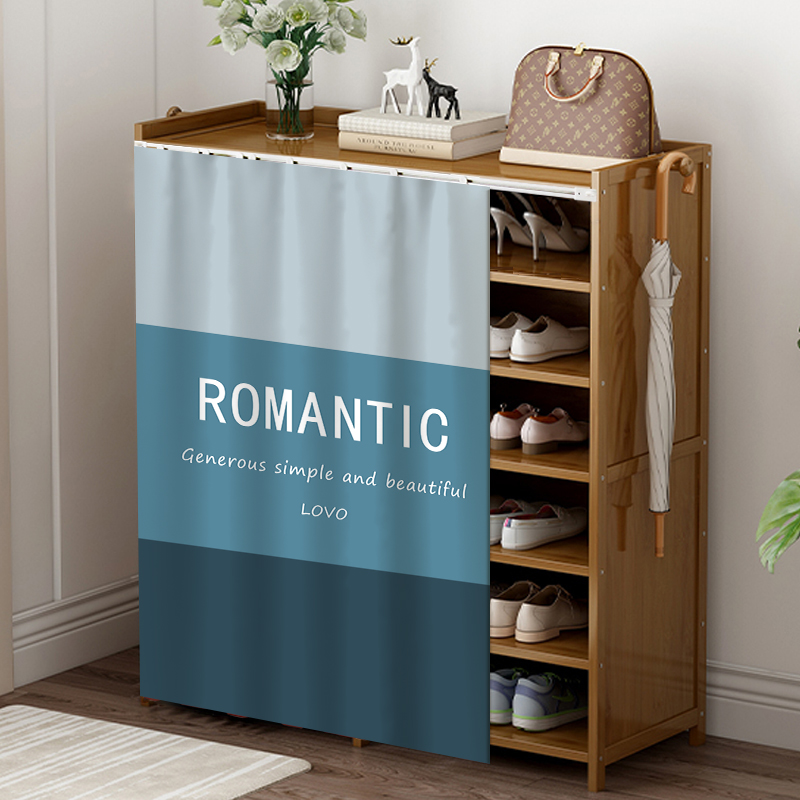 极速无门鞋柜遮挡帘滑轨式拉帘柜子书架货K架橱柜防尘布帘杂物遮