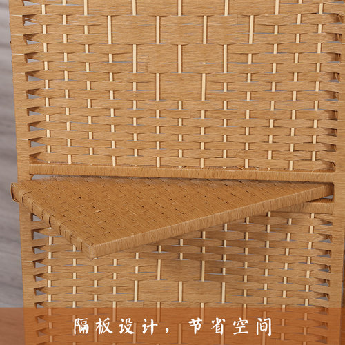 极速草编折叠屏i风卧室中式置物架折屏客厅玄关门隔断简易移动藤