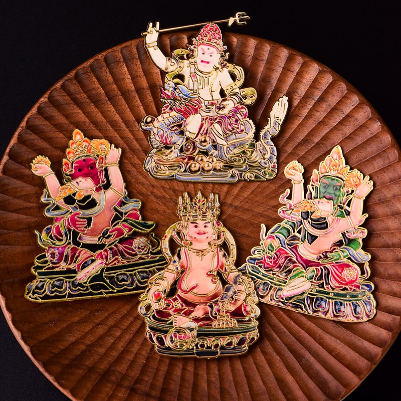 极速藏式五路财神金卡牌黑白红绿黄财神金属铜Q卡片招财手机后壳