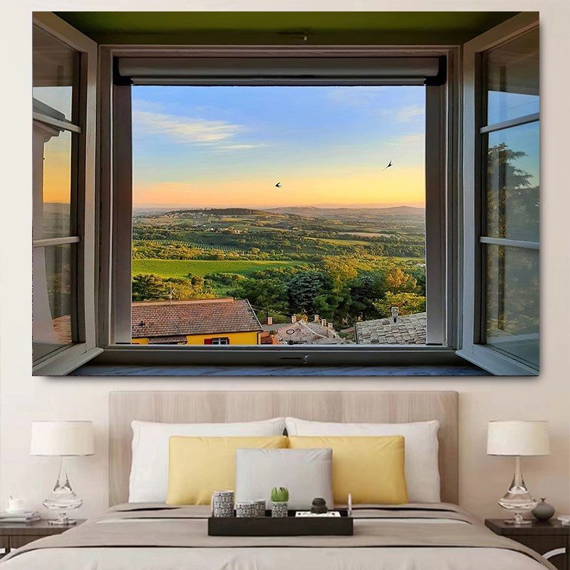 极速春满窗台背景布 卧室床头风景挂布租房改造宿舍装U饰墙布ins