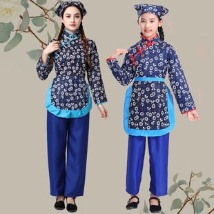 极速阿庆嫂村姑演出n服装碎花乡村民族舞蹈采茶女服装民国农民衣