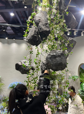 新品仿真石e头装饰石头PU轻可垂吊贴墙可装饰绿植搭配造景石多功