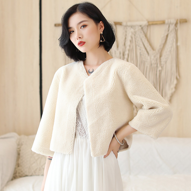 极速新款新娘结婚毛披肩新款白色斗F篷婚纱旗袍礼服外搭秋冬保暖