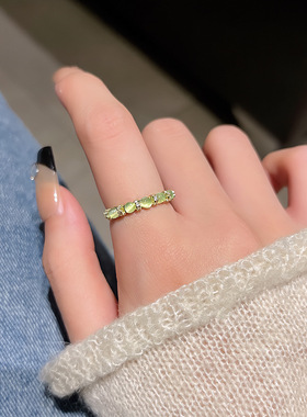 Yuffoni新款绿色简约猫眼石戒指