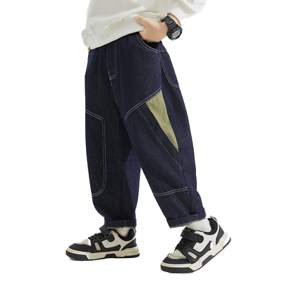 男童牛仔裤子洋气小童直筒加绒