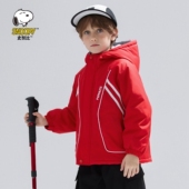 棉服冬装 冬季 儿童红色外套加厚加绒2025新款 史努比男童棉服秋冬季