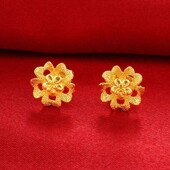 免税仿金耳钉女耳坠24k金耳环女发财耳饰耳线足金耳钉耳送礼老婆