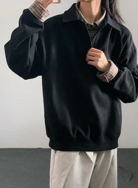 wtmp日系复古假两件格子polo翻领衬衫领卫衣男女26春夏松弛感长袖