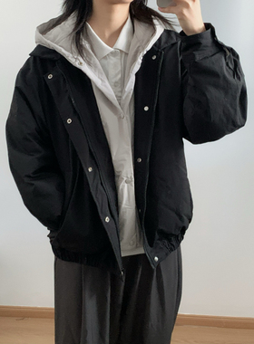 wtmp日系复古设计拼色连帽羽绒服男女冬季休闲保暖90白鸭绒外套