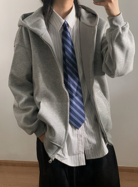 wtmp秋季新款重磅400G纯色拉链开衫外套男女宽松质感抗皱连帽卫衣