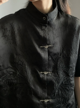 wtmp夏季新中国风短袖衬衫男女潮牌设计感宽松小众中长款外搭衬衣