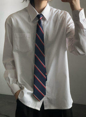 wtmp日系校供感制服尖领硬领纯白长袖衬衫JK女生DK男生学院风衬衣