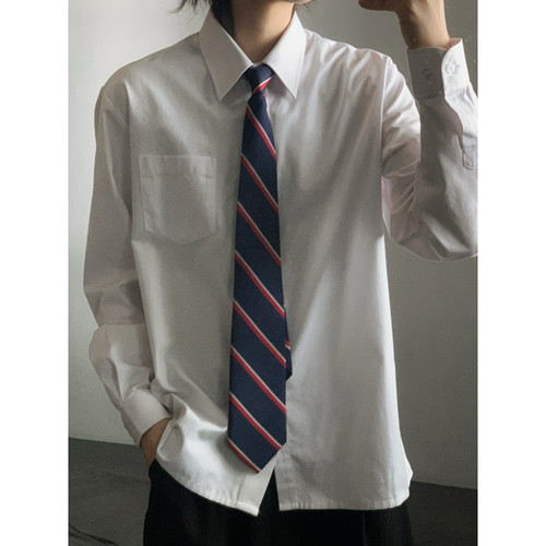 wtmp长袖尖领硬领学院风长袖衬衫