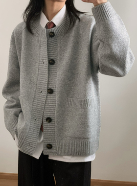 wtmp老钱风复古口袋纽扣开衫毛衣男女秋冬宽松羊毛混纺针织衫外套