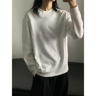 wtmp日系简约薄绒圆领长袖 卫衣男女秋冬纯棉质感慵懒风内搭打底衫