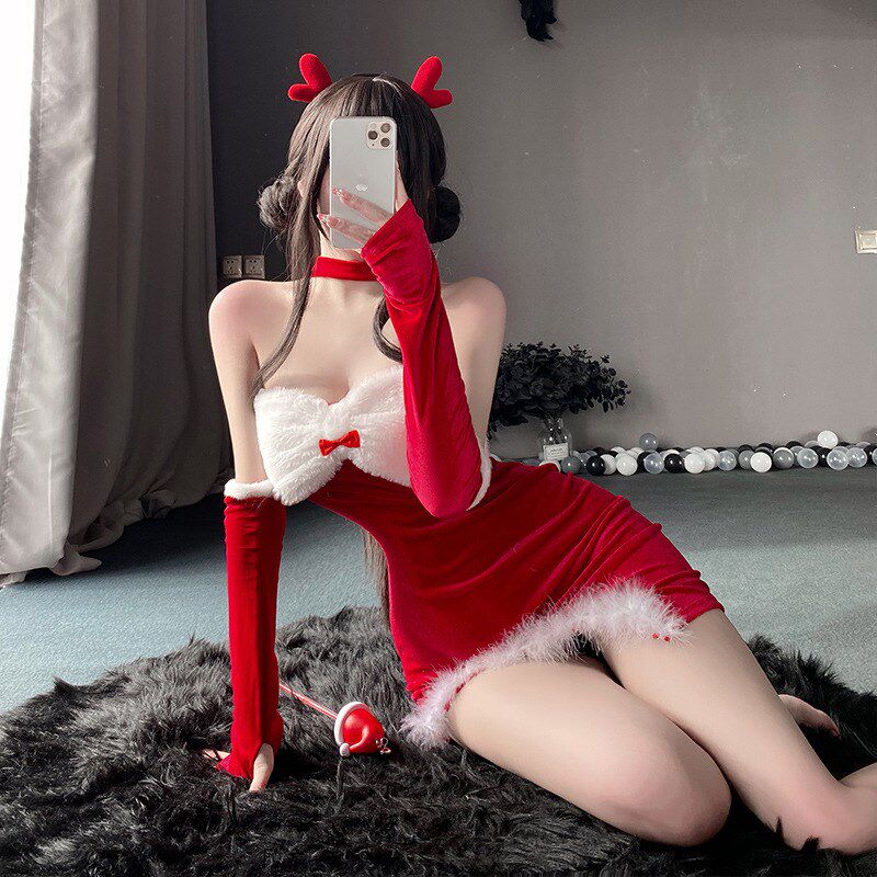 速发节色喜庆裙诞红服装裙秋装挂脖吊带圣小裙子酒吧夜店主播连衣