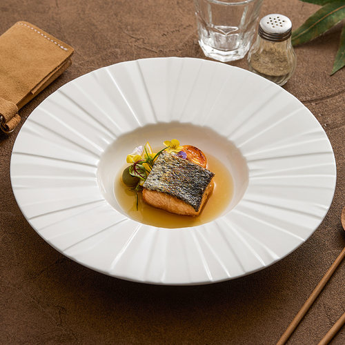 速发优格餐瓷陶盘创意草帽盘子家感菜盘商用餐具高级用沙拉盘纸纹