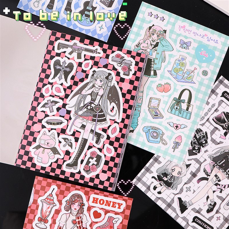 速发甜酷电音少贴纸本手账人壳换装手帐素材手机物咕卡书